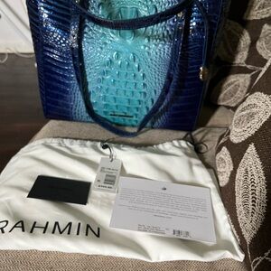 Brahmin Navy and Aqua Tote Bag